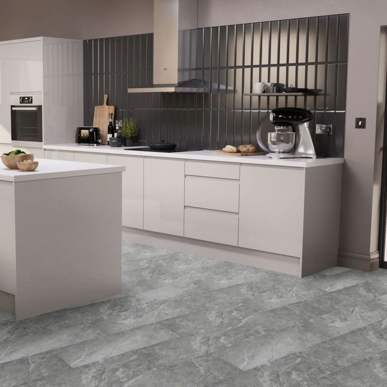 Naturelle Mid Grey Slate Tile SPC Rigid Core Click Vinyl Flooring - Image 3